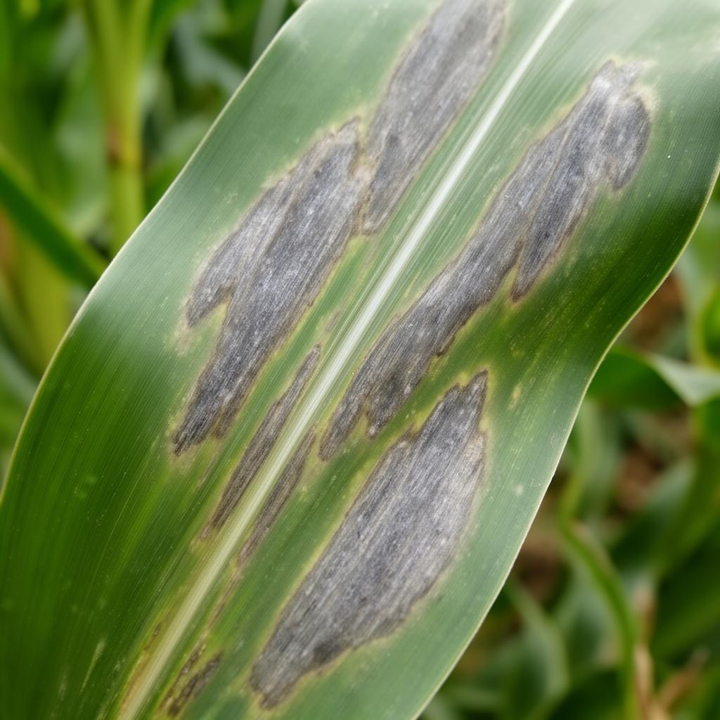 Northern Leaf Blight symptoms on maize